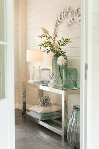 Vase Nora On Foot Round Glass Light Blue Small