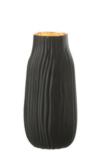Afbeelding in Gallery-weergave laden, Vase Notches Glass Black/Gold Medium
