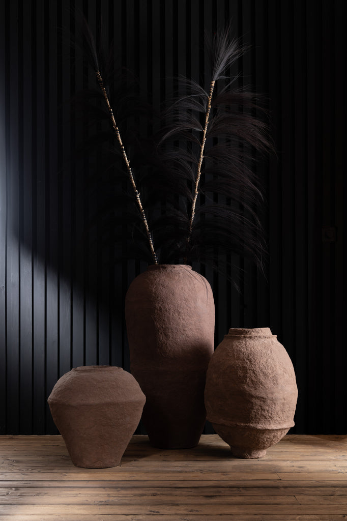 Vase Paper Mache Brown Large