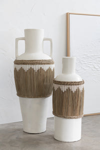 Vase Pattern+Handles Terracota/Seagrass White/Natural