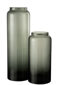 Vase Right Long Glass Grey Large