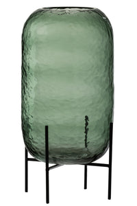 Vase Round Irregular Glass Green Large