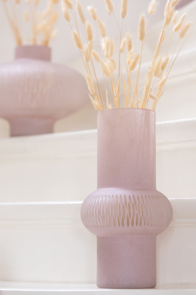 Vase Stripe Ball Glass Light Pink Large