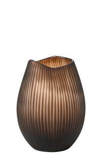 Vase Stripe Glass Brown Large