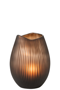 Vase Stripe Glass Brown Large