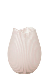 Vase Stripe Glass Light Pink Large