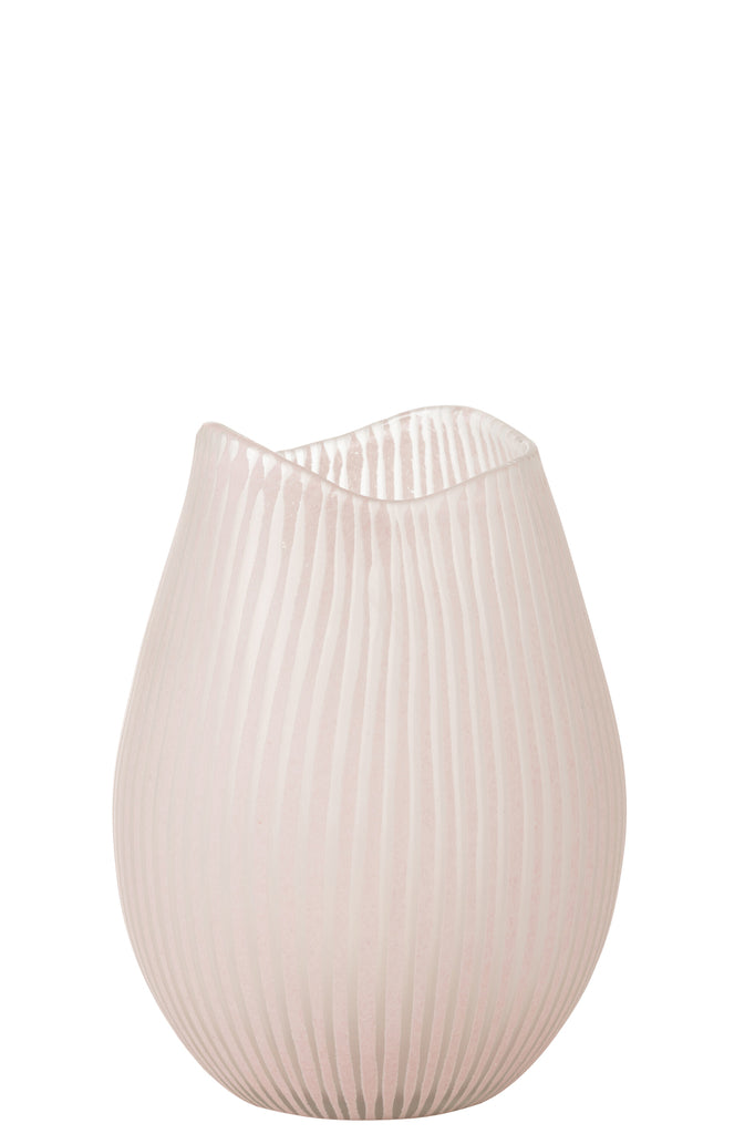 Vase Stripe Glass Light Pink Large