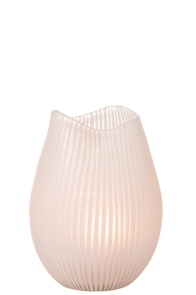 Vase Stripe Glass Light Pink Large