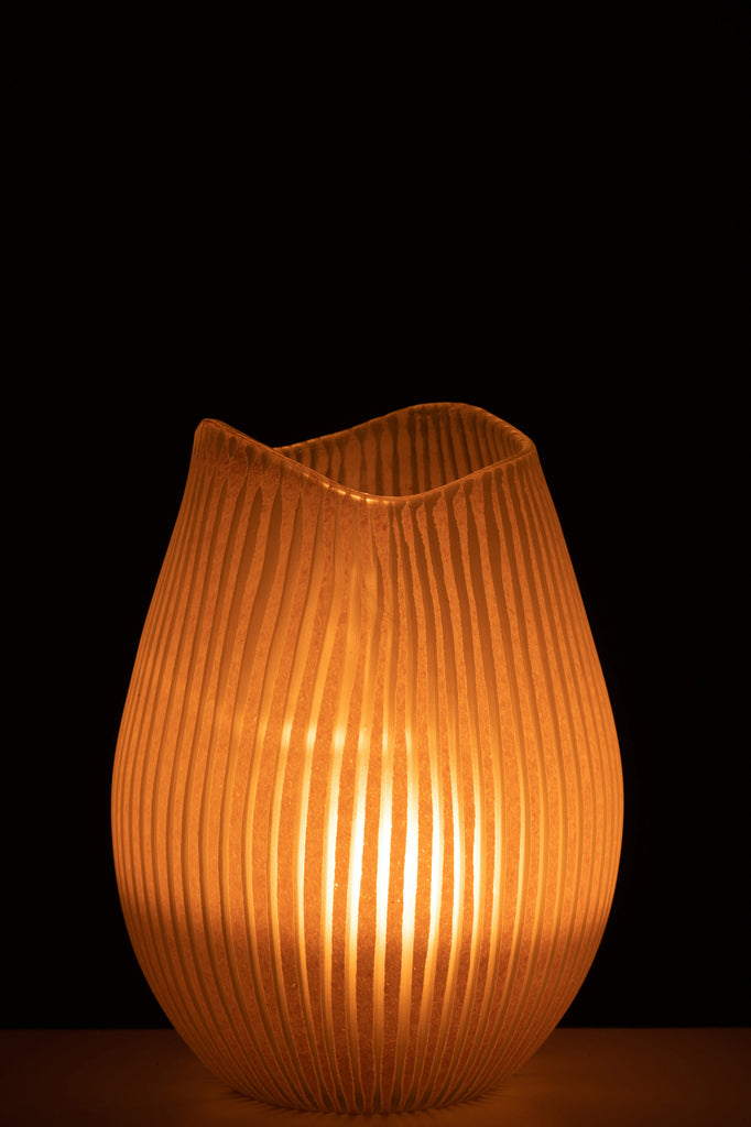 Vase Stripe Glass Light Pink Large