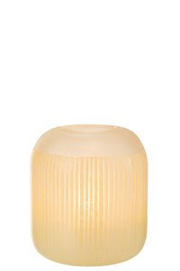 Vase Stripes Glass Light Yellow Medium