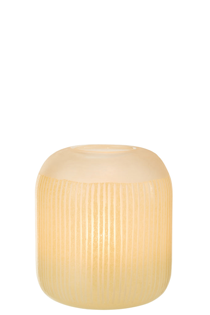 Vase Stripes Glass Light Yellow Medium