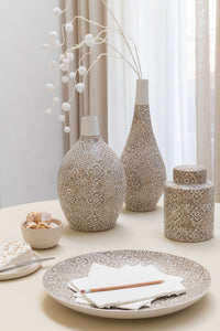 Vase Wabi Round Porcelain Beige/White
