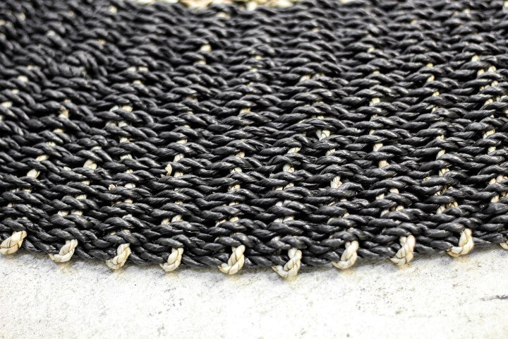 Vloerkleed Malibu - ø120 cm - raffia/zeegras - naturel/zwart