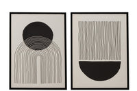 Wall Deco Abstract 3D Effect Canvas/Wood Black/White Assortment Of 2