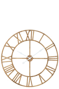 Wall Clock Roman Rattan/Metal Natural Large