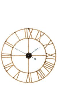 Wall Clock Roman Rattan/Metal Natural Large