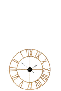 Wall Clock Roman Rattan/Metal Natural Small
