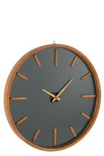 Afbeelding in Gallery-weergave laden, Wall Clock Round Wood/Glass Brown/Black Large

