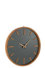 Afbeelding in Gallery-weergave laden, Wall Clock Round Wood/Glass Brown/Black Medium
