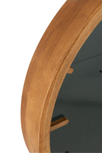 Wall Clock Round Wood/Glass Brown/Black Small