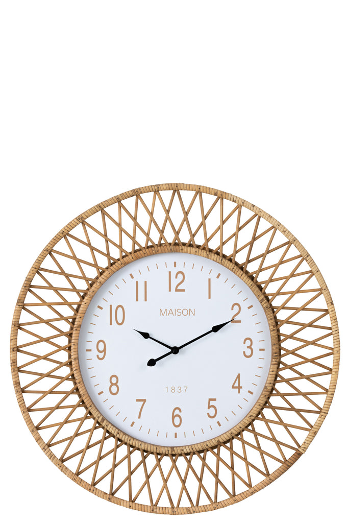 Wall Clock Wonder Rattan/Plywood Natural/White Large