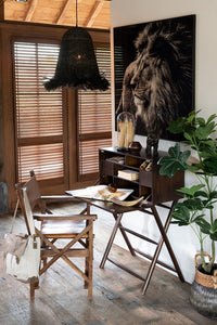 Wall Deco Lion Glass/Aluminium Black/White