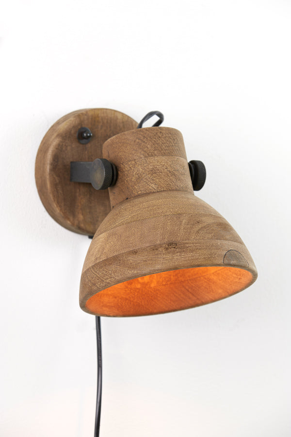 Wall lamp 21x17x19 cm ILANIO wood brown+matt black