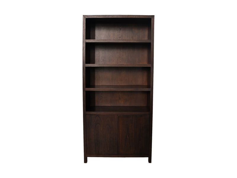 HSM Collection-Wandkast Met 4 Vakken-100x42x215-Bruin-Teak Fineer