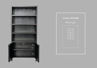 Wandkast met 4 vakken - 100x42x215 - Zwart - Teak veneer
