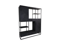 Wandkast Verona - 160x40x200 - Zwart - Mangohout/ijzer