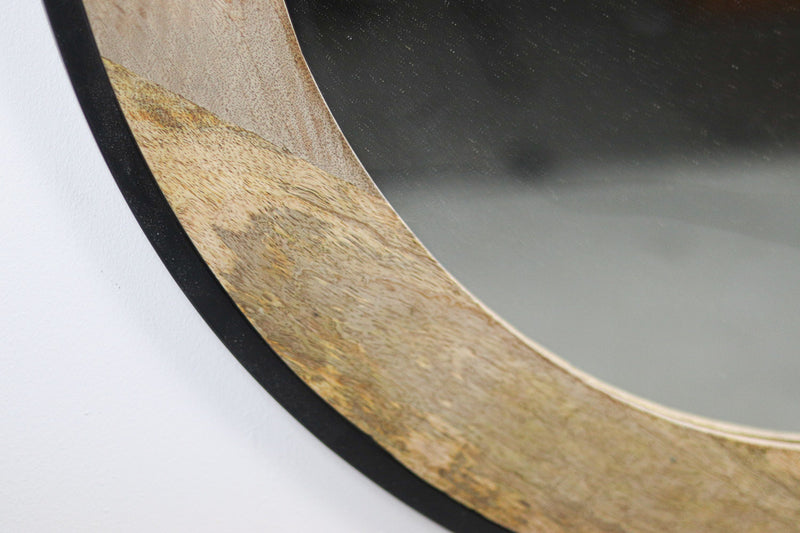 Wangspiegel rond - ø90x5 - Naturel/zwart - Teakhout