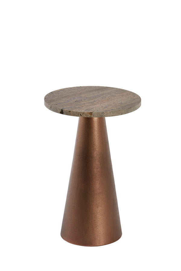 Side table 29x43 cm YNEZ travertine brown+copper