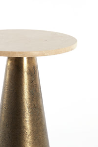 Side table 29x43 cm YNEZ travertine sand+antique bronze
