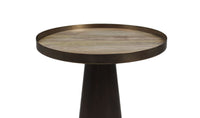 Bijzettafel Fletcher - ø50x47 - Antique gold/bruin - Metaal/mangohout