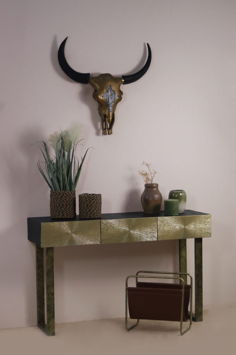 Console tafel - 120x38x75 - Zwart/goud - Metaal