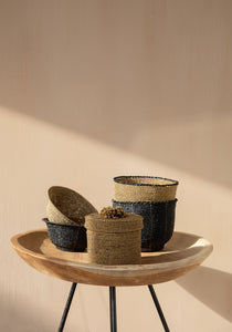 De Beaded Kom Laag - Zwart - S