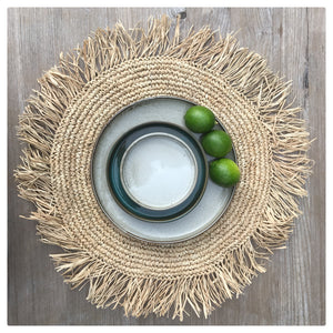 De Fringe Raffia Placemat Rond - Naturel