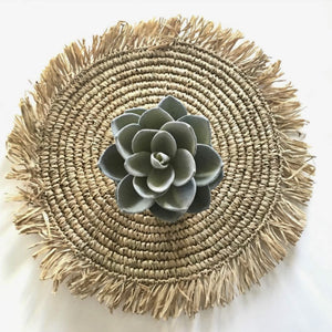 De Fringe Raffia Placemat Rond - Naturel