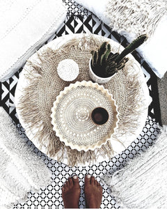 De Fringe Raffia Placemat Rond - Naturel