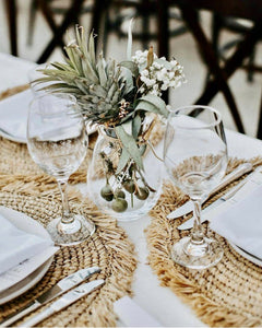 De Fringe Raffia Placemat Rond - Naturel