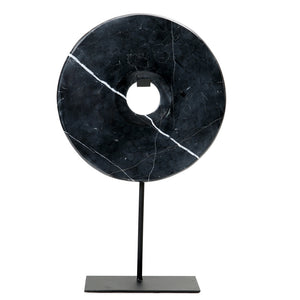 De Marmeren Disc op Stand - Zwart - L