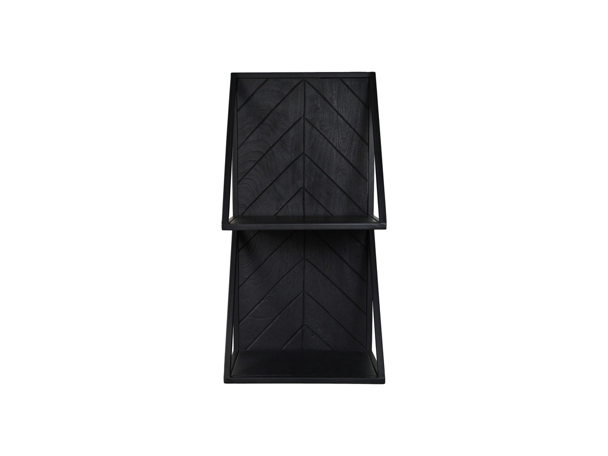 Double wall shelf - 30x20x60 - Black - Mango wood/iron