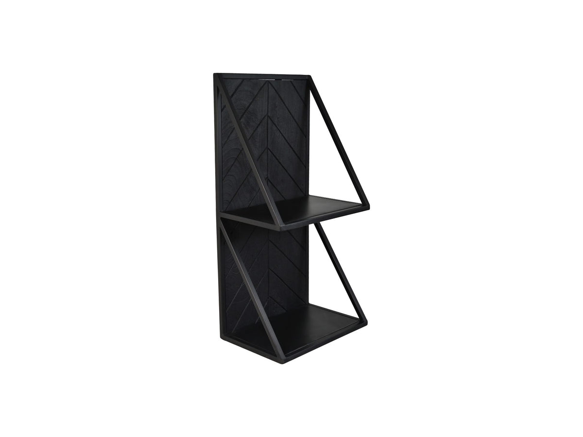 Double wall shelf - 30x20x60 - Black - Mango wood/iron