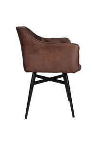 Eetkamerstoel Glendale - 68x61x85 - Cognac bruin - Velours/metaal