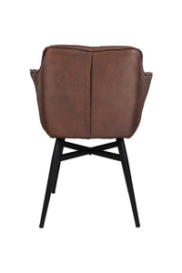 Eetkamerstoel Glendale - 68x61x85 - Cognac bruin - Velours/metaal