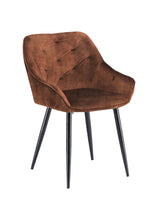 Afbeelding in Gallery-weergave laden, Eetkamerstoel Liverpool - Velours/metaal - Hazel bruin - Set van 2
