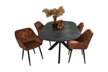 Afbeelding in Gallery-weergave laden, Eetkamerstoel Liverpool - Velours/metaal - Hazel bruin - Set van 2
