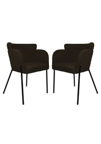 Eetkamerstoel Luca - Espresso - Stof/metaal - Set van 2