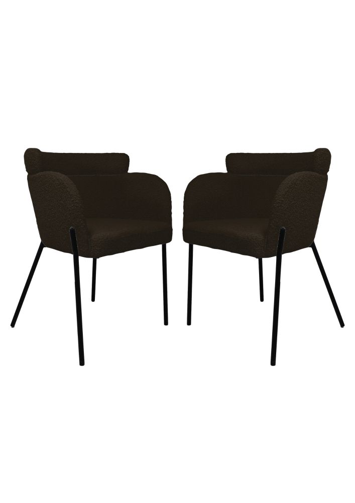 Eetkamerstoel Luca - Espresso - Stof/metaal - Set van 2