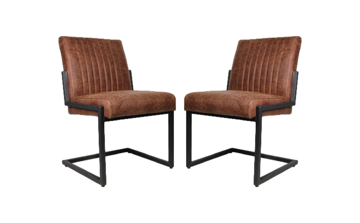 Eetkamerstoel Texas Set van 2 - 55x50x85 - Cognac - Yachtleder/metaal